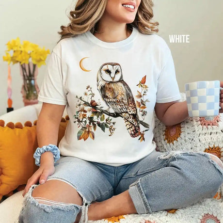 Cottagecore Owl T-shirt Floral Whimsigoth Forest Tee