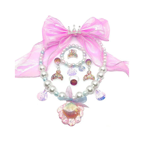 Mermaid Accessories Gloves Wand Crown Jewellery Set Wig Necklace Braid Cosplay Halloween Birthday Party