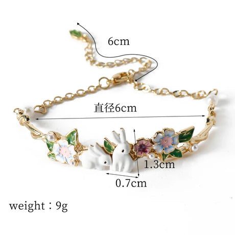 Bunny Rabbits Enamel Charm Bracelet