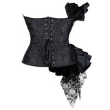 Lady Cataline's Black Ruffled Lace Gothic Overbust Corsets