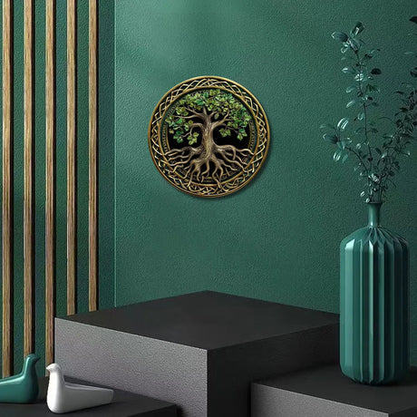 Tree of Life Mandala 2D Printed Circular Metal Decorative Sign