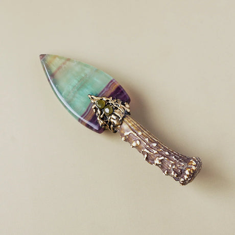 1PC Natural Coloured Fluorite Crystal Flame Carnelian Unbladed Stone Knife