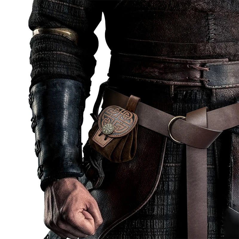 Medieval Pu Leather Belt Waist Coin Purse Drawstring Bag