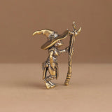 Brass Frog Wizard Statue Desktop Ornament