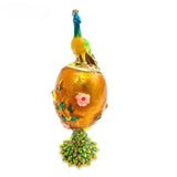 Hand Painted Peacock Easter Egg Enamel Trinket Box