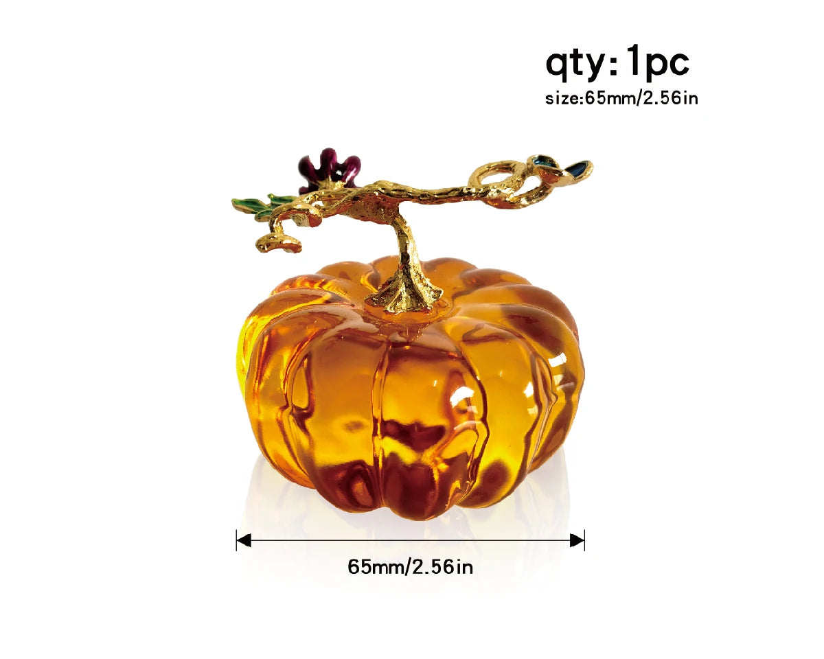 Glass Pumpkin Paperweight Halloween Home Decor Table Ornament
