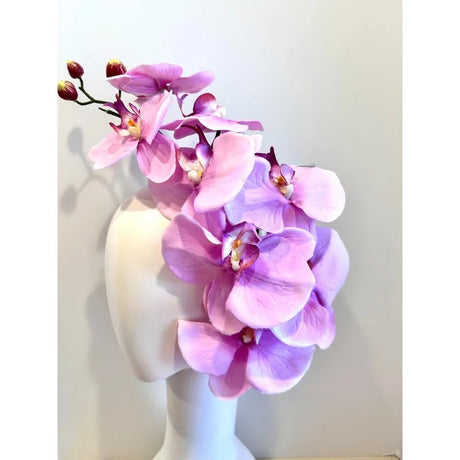 Handcrafted Large Realistic Orchid Statement Headpiece Floral Headband for Weddings Races Photoshoots