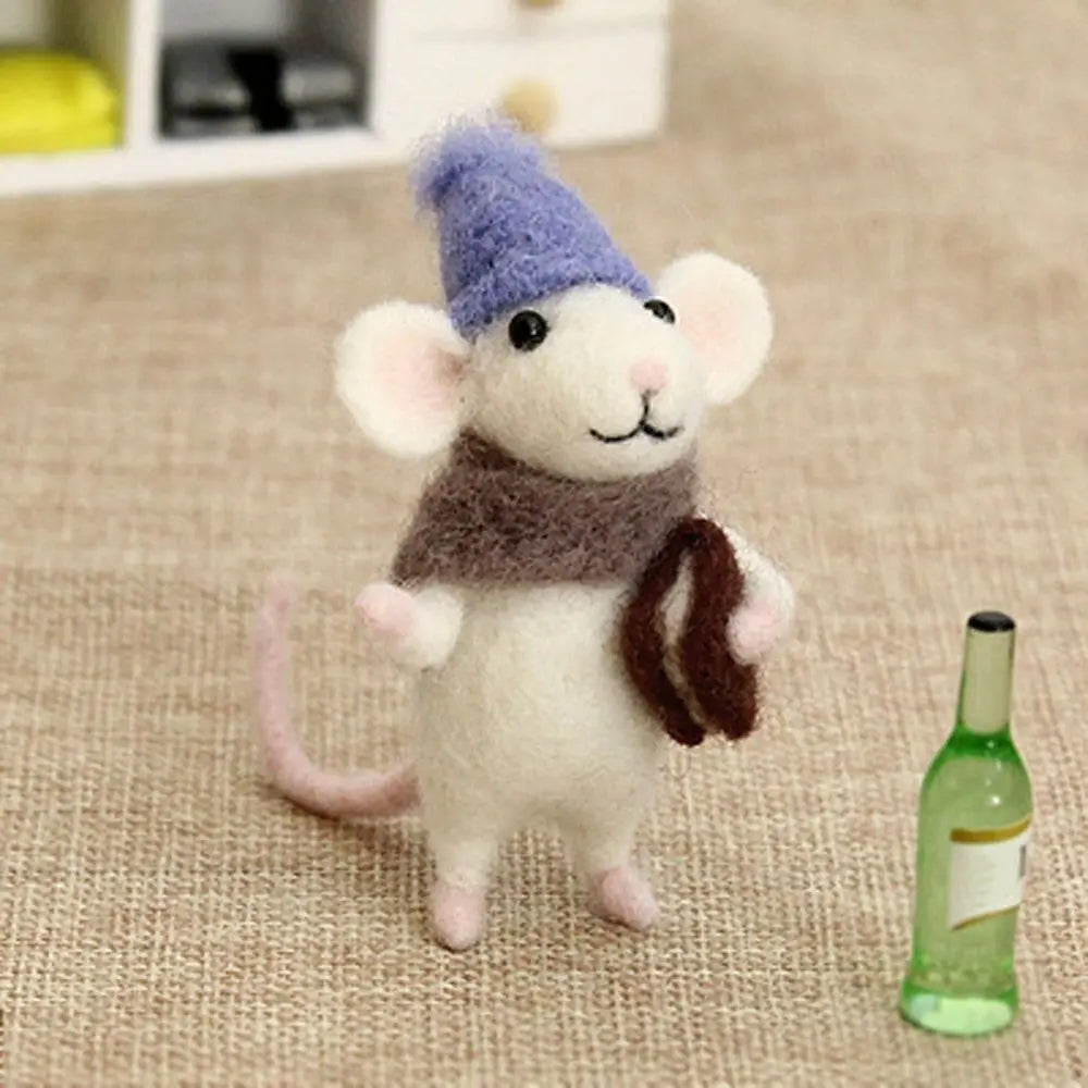 Wool Felting Activity Set Mouse Toy Doll Wool Poked Needle DIY Kit Package
