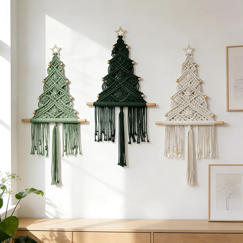 Christmas Tree Handmade Macrame Tapestry Wall Decoration