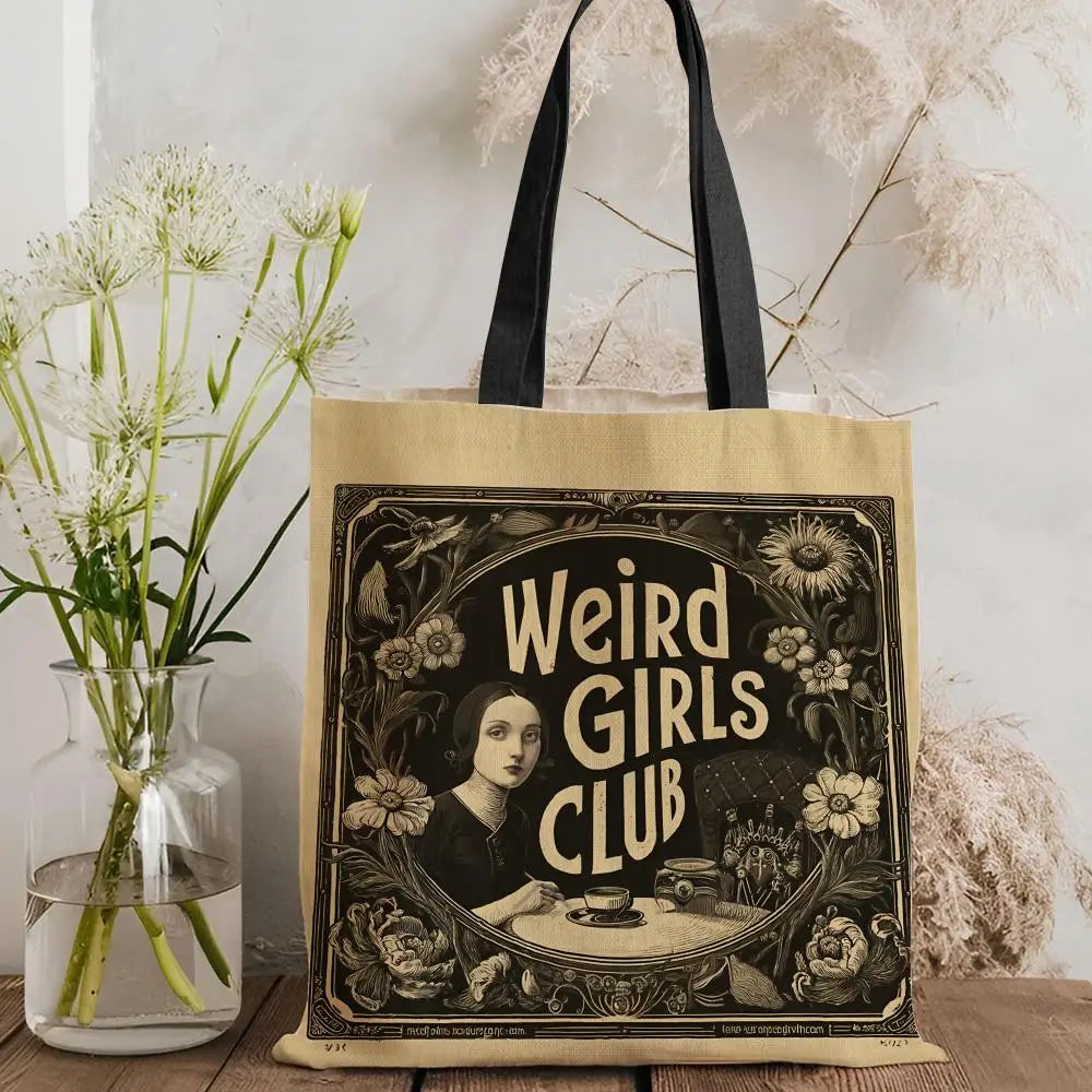 W-Weird G-Girls Club Storage Bags Double-Sided Print Canvas Tote Bag Large Capacity Shopping Bag