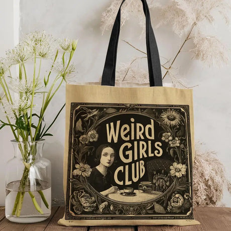 W-Weird G-Girls Club Storage Bags Double-Sided Print Canvas Tote Bag Large Capacity Shopping Bag