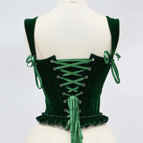 Delphine's Velvet Corset Over Bust Lace Up Boned Bodice 4 Colours