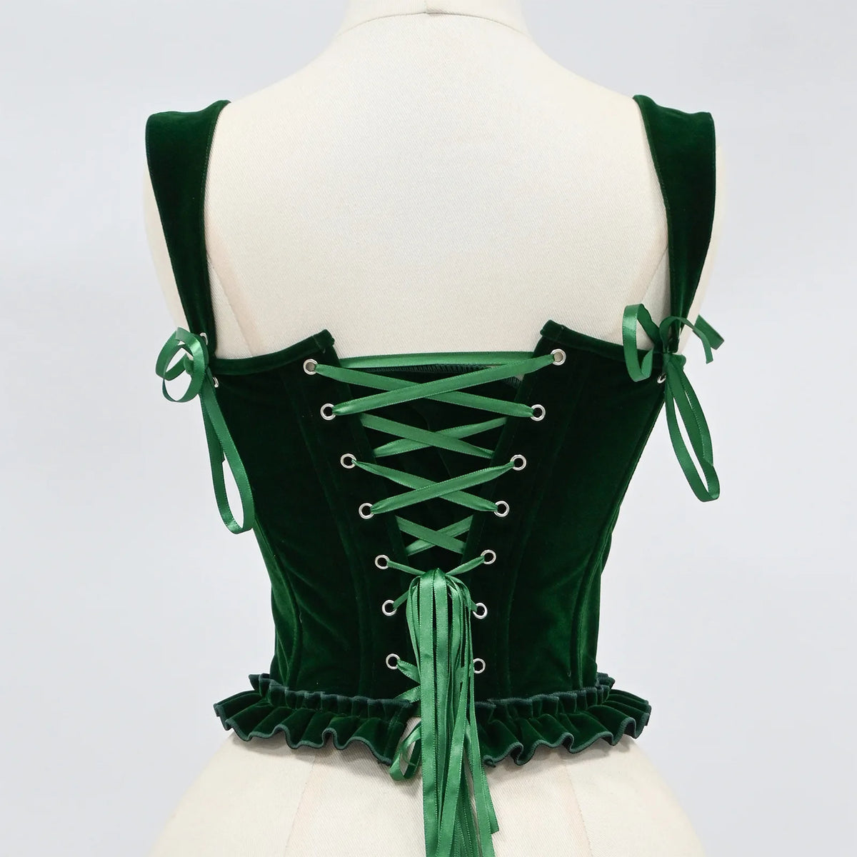 Delphine's Velvet Corset Over Bust Lace Up Boned Bodice 4 Colours