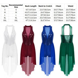 Adult Sparkly Sequin Ballet Tutu Gymnastics Leotard Dance Dress Asymmetrical Lyrical Dance Costumes