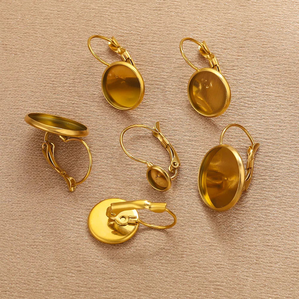 Blank Cabochons French Hook Earrings Bases 10pcs 6-20mm DIY Jewellery Making Supplies