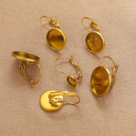 Blank Cabochons French Hook Earrings Bases 10pcs 6-20mm DIY Jewellery Making Supplies