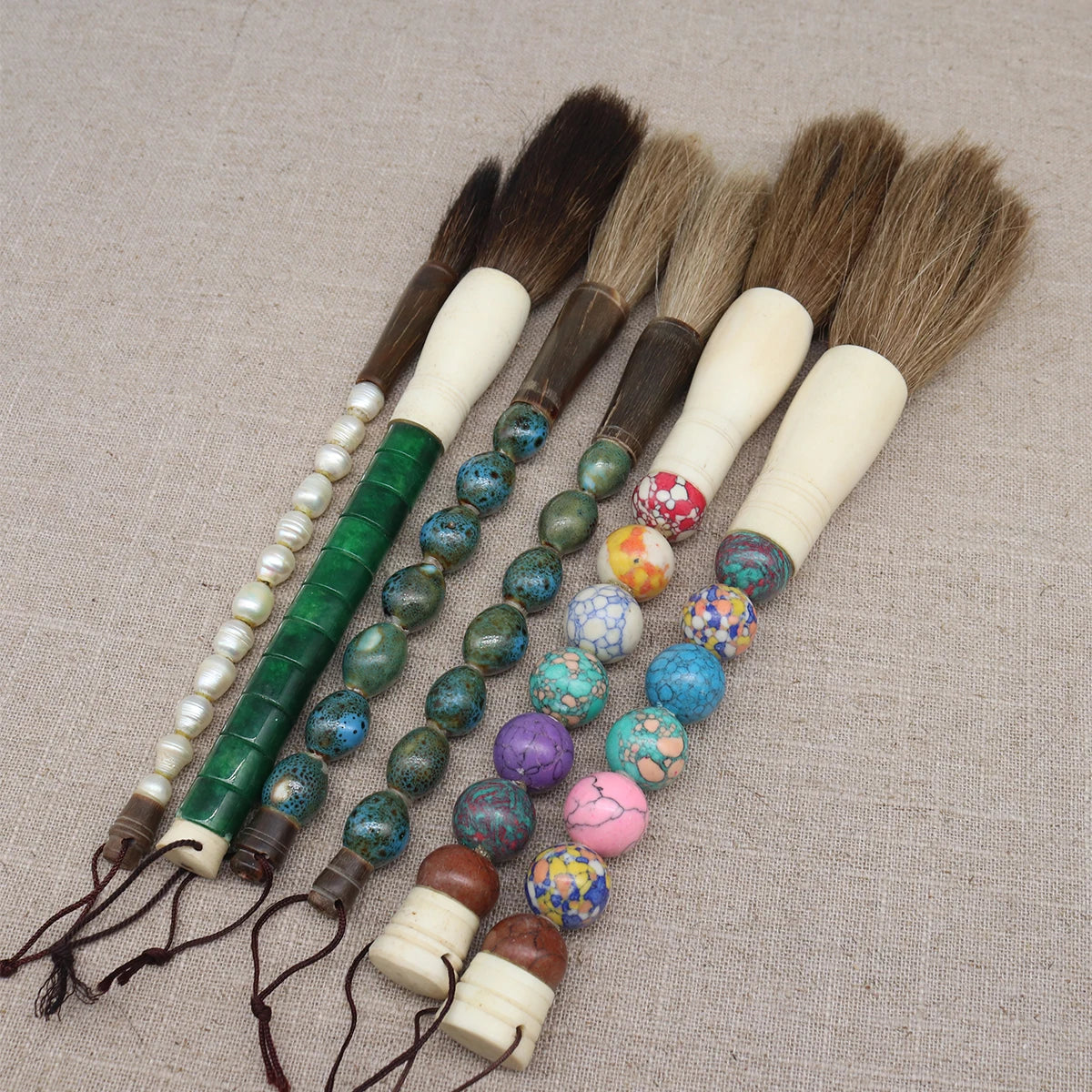 Decorative Pearl and Stone Calligraphy Artist Brushes