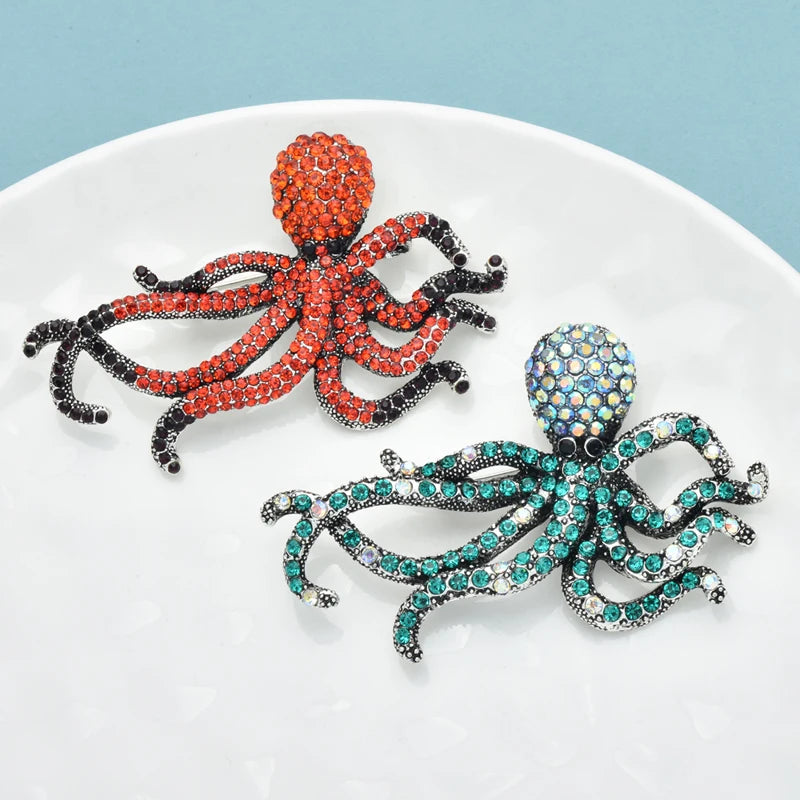 Sparkling Octopus Brooches