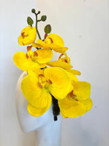 Handcrafted Large Realistic Orchid Statement Headpiece Floral Headband for Weddings Races Photoshoots