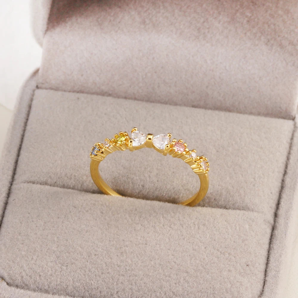Sweet and Dainty Colourful Zircon Rings Gift Idea