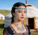 Kazakh Forehead Chain Silver Tassel Headband
