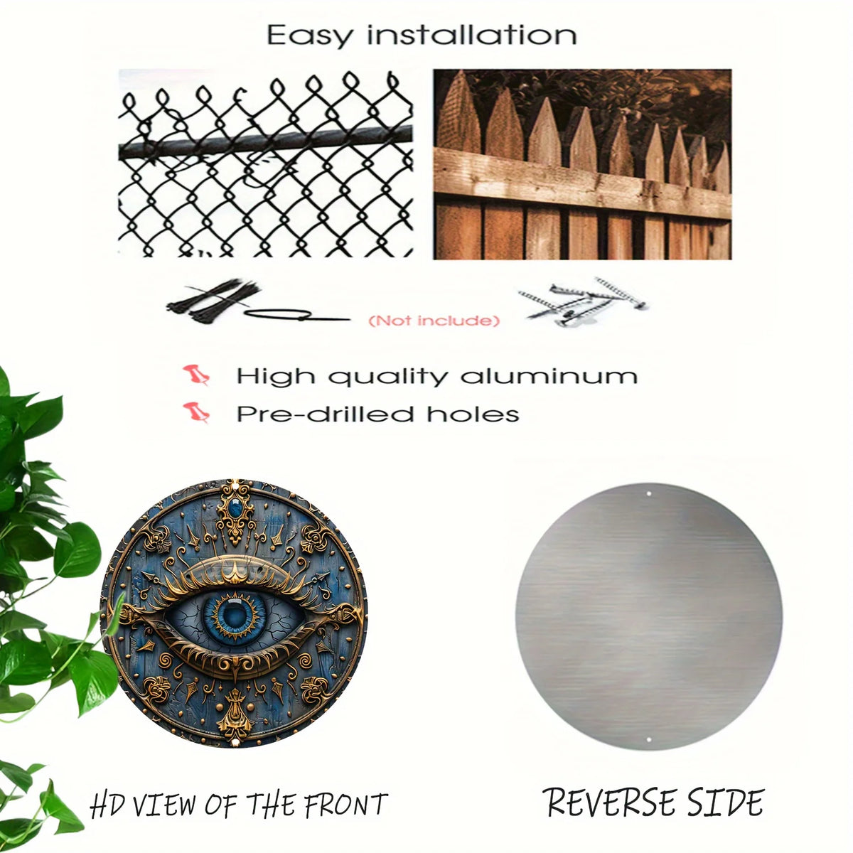 All-Seeing Eye Ancient Egyptian 2D Printed Circular Metal Decorative Sign