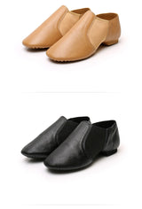 Genuine Leather Jazz Dance Shoes Brown Black Anti-Slip Latin Dance Practice Sneakers