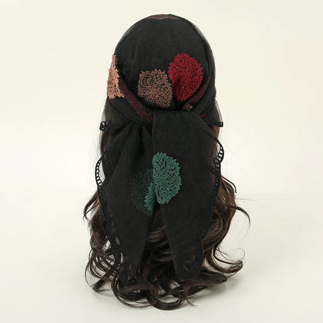 Lace Paisley Embroidered Square Bandana Scarf 23 Colours