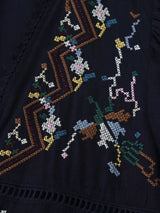 Toni's Totem Flower Navy Embroidered Short Sleeve Jacket Short Coat
