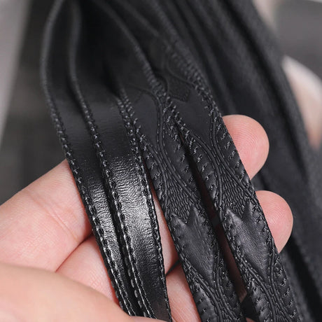 1/2/5/10M Faux Leather Rope 10mm wide Leaf Embossed Flat Ribbon DIY Craft