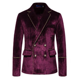 Plush Velvet Suit Two-piece Mens Party Suits Double Breasted Tuxedo Blazers & Pants