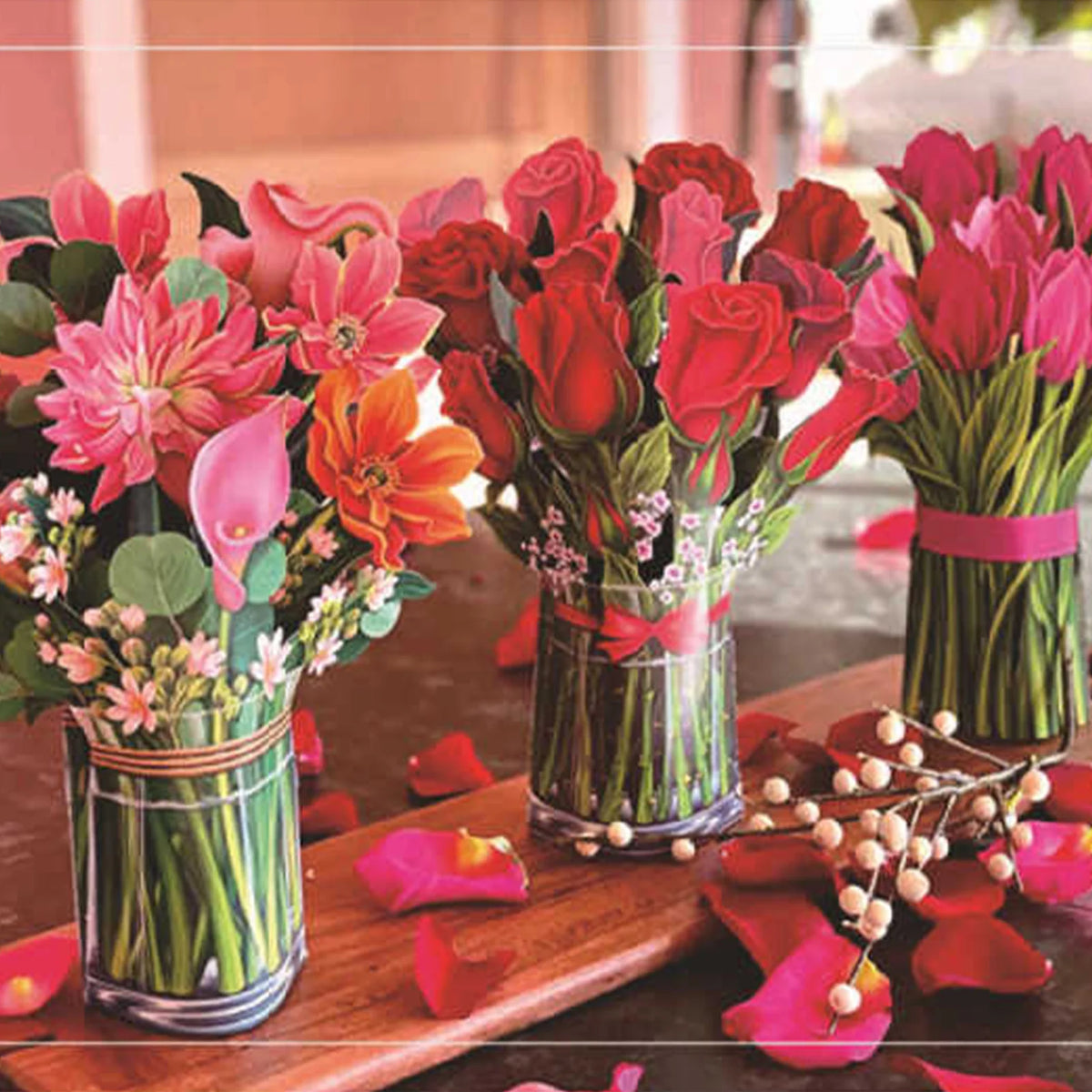 3D Flower Bouquet Greeting Card A4 Size