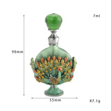 7ml Peacock Refillable Empty Perfume Bottle Metal Enamel Emerald Green Glass Cap Dripper
