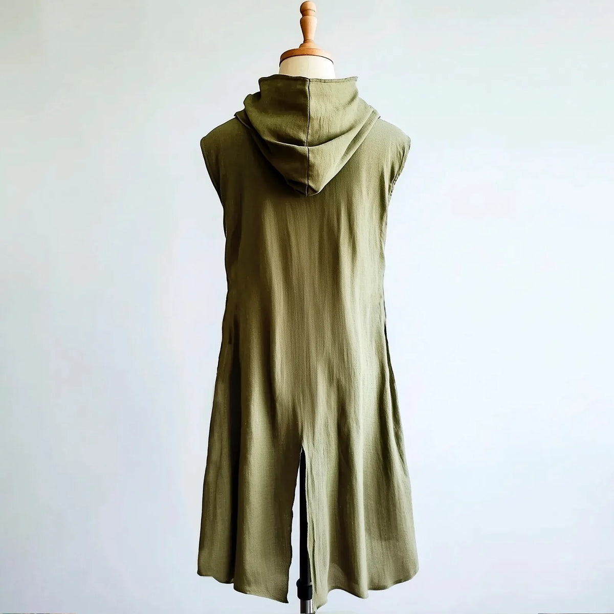 Medieval Mens Surcoat Linen Hooded Tunic Renfaire Cape LARP Ranger Cosplay