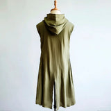 Medieval Mens Surcoat Linen Hooded Tunic Renfaire Cape LARP Ranger Cosplay