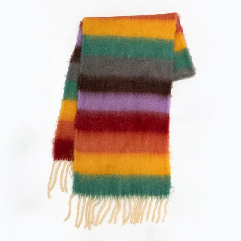 Rainbow Striped Mohair Scarf
