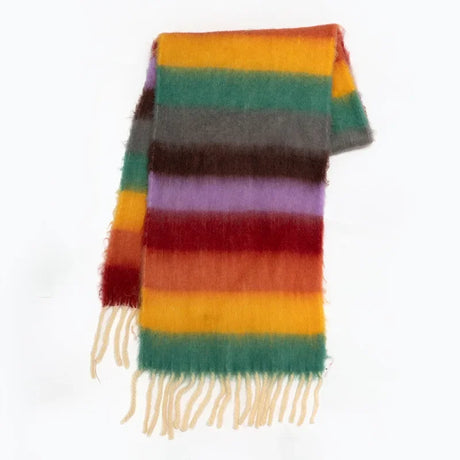 Rainbow Striped Mohair Scarf