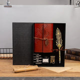 Golden Feather Quill Pens Set Dip Fountain Pens Ink Stationery Writing Gift Box Sets