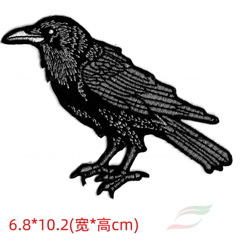 Crow Raven Black Birds Iron On Embroidered Patch DIY Craft