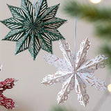 Paper 3D Christmas Tree Lampshade Hanging Snowflake Shape Star Decorative Lampshade Ceiling Pendant 30cm