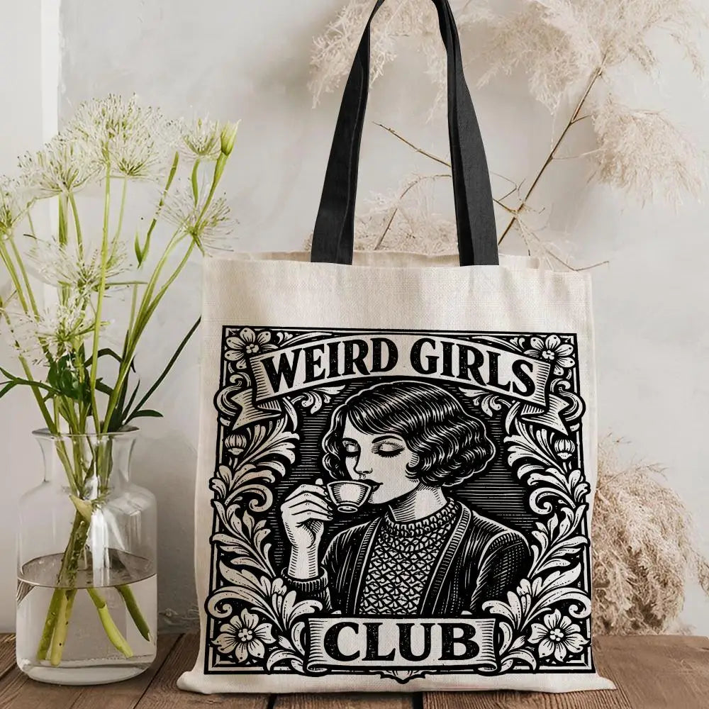 W-Weird G-Girls Club Storage Bags Double-Sided Print Canvas Tote Bag Large Capacity Shopping Bag