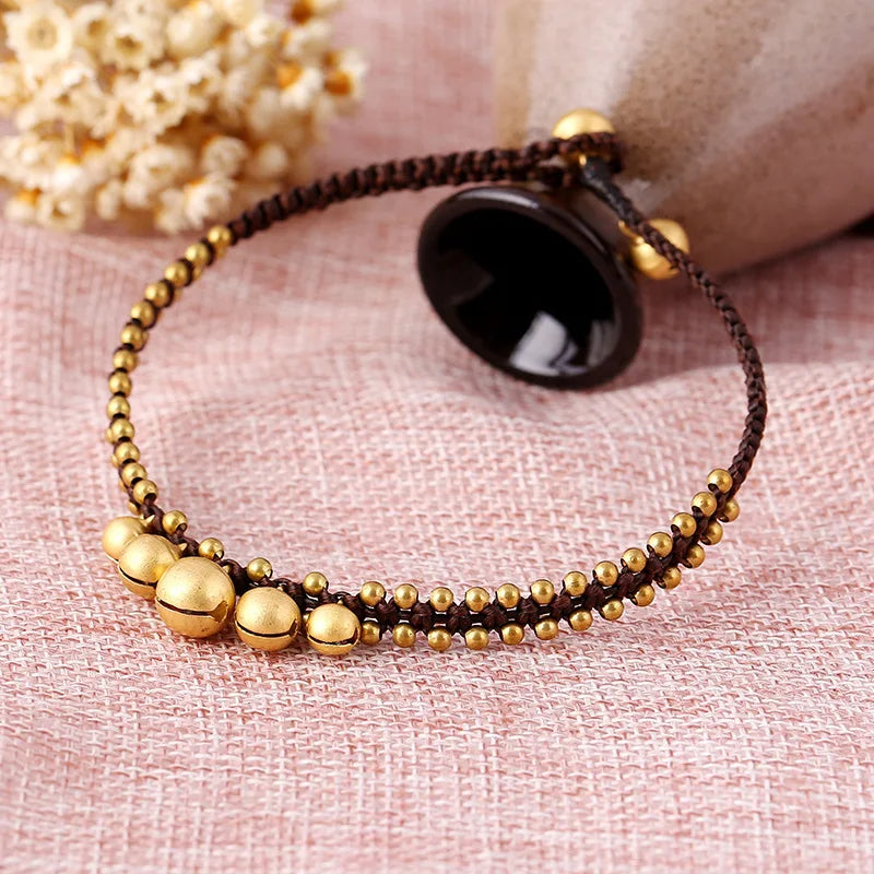 Bohemian Handmade Bells Natural Stone Beads Anklet