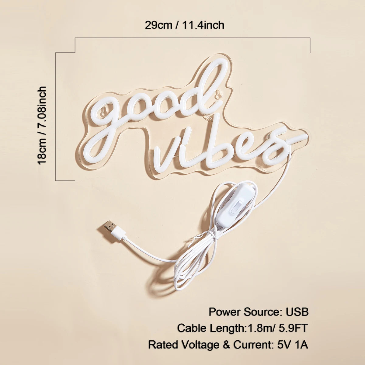 LED Neon Good Vibes USB Neon Signs Decor Lamp