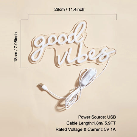 LED Neon Good Vibes USB Neon Signs Decor Lamp