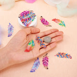 16Pcs Feather Charms Spray Painted 430 Stainless Steel Etched Metal for DIY Jewellery Making