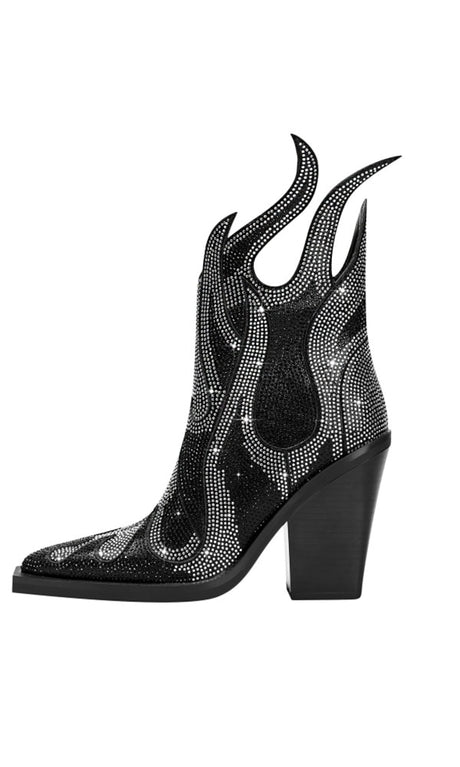 Flamin' Awesome Rhinestone Ankle Boots