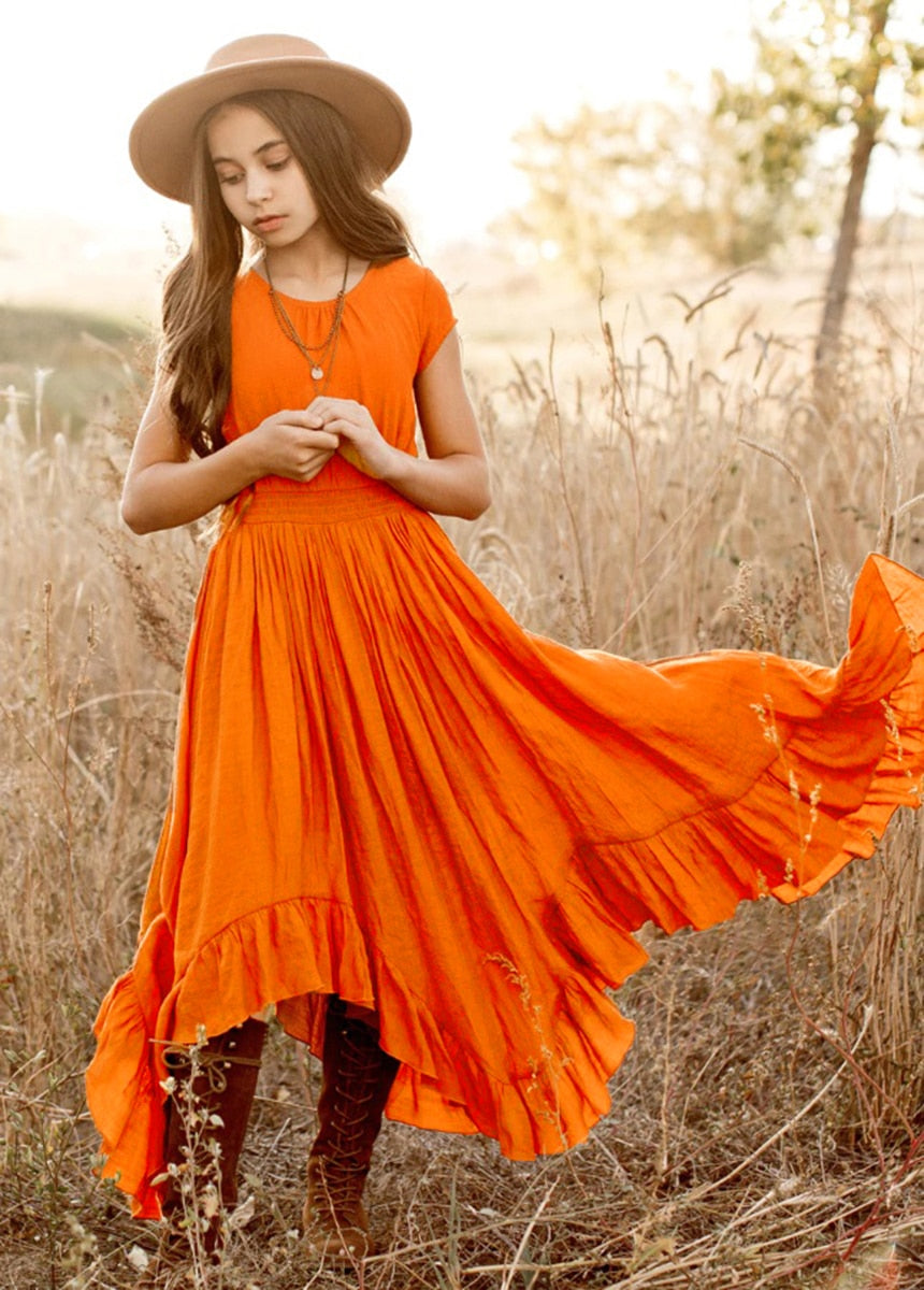 Girls Maxi Lace Chiffon Photoshoot Dresses For 3-15 Years