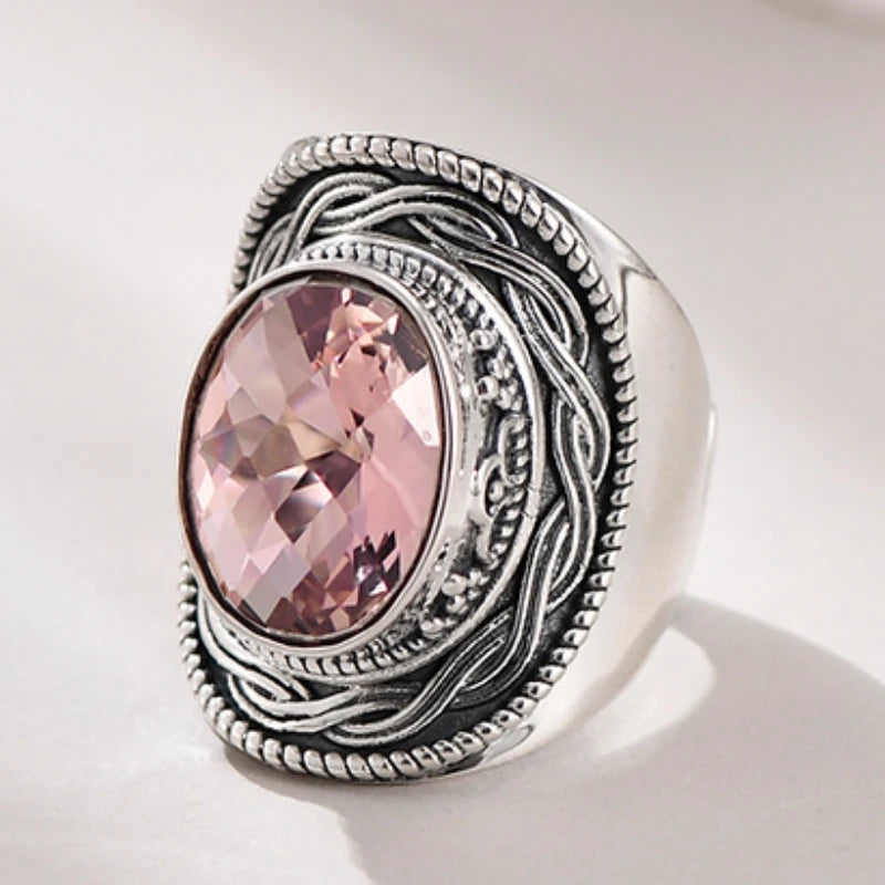 Portal Key to the Fae Realms S925 Sterling Silver Rings Green Crystal Morganite