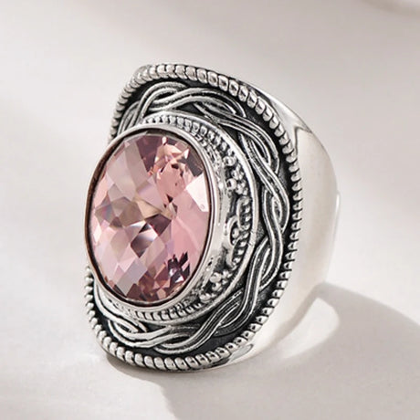 Portal Key to the Fae Realms S925 Sterling Silver Rings Green Crystal Morganite