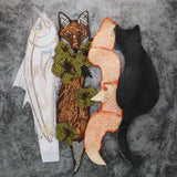 Embroidered Animal Patches Fox Black Cat Fish DIY Sew Craft
